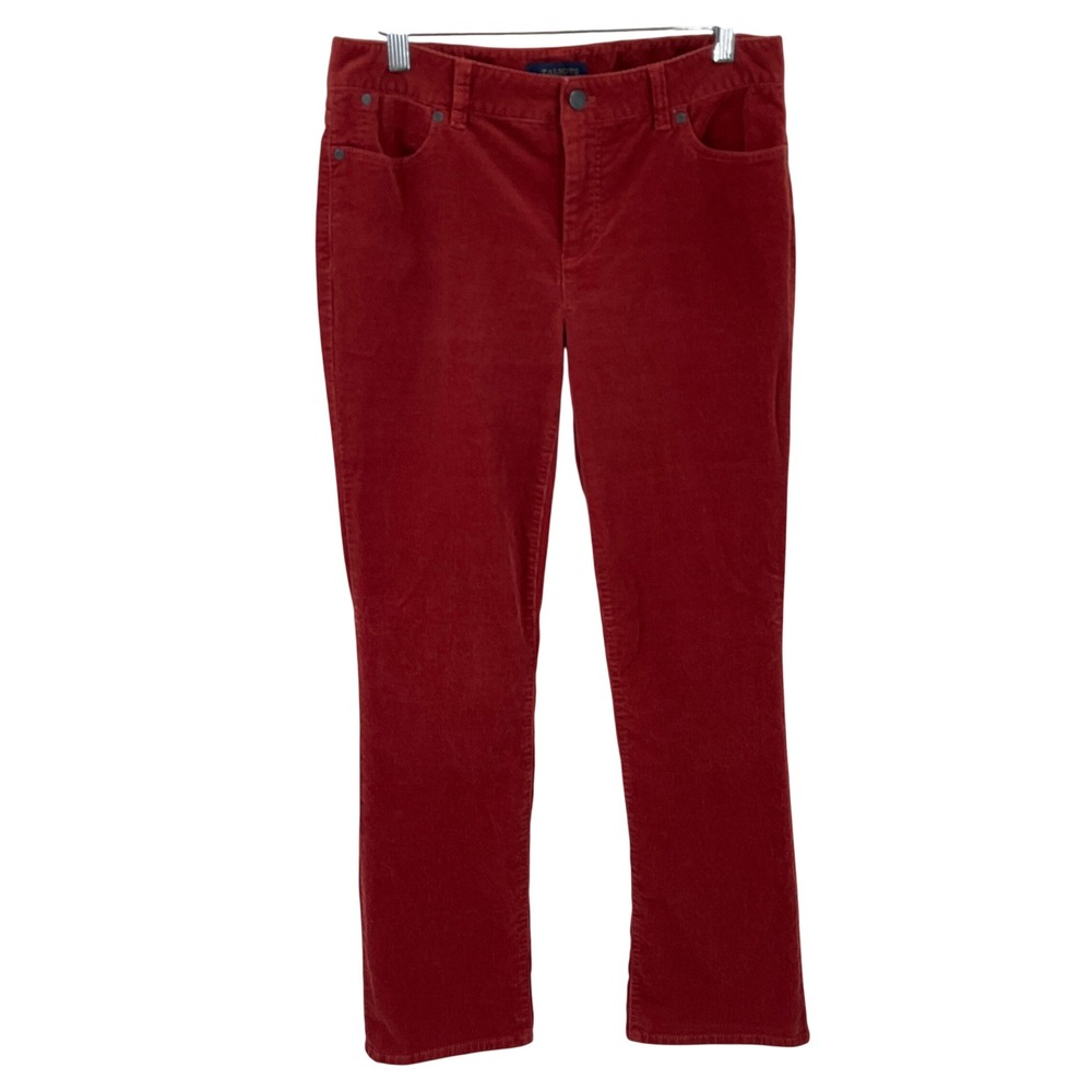 Talbots Heritage Pants Women 10P Red Corduroy Straight Leg Classic Minimalist